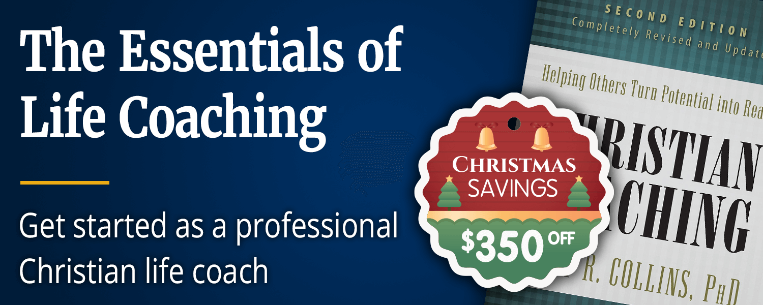 essentials-life-coaching-christmas-savings Essentials of Life Coaching course title with Christian coach training description and textbook