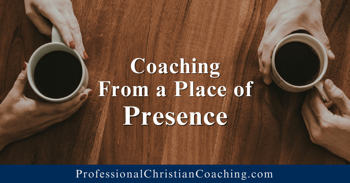 Podcast discussing coaching presence as a foundational skill for Christian coaches during a PCCI episode