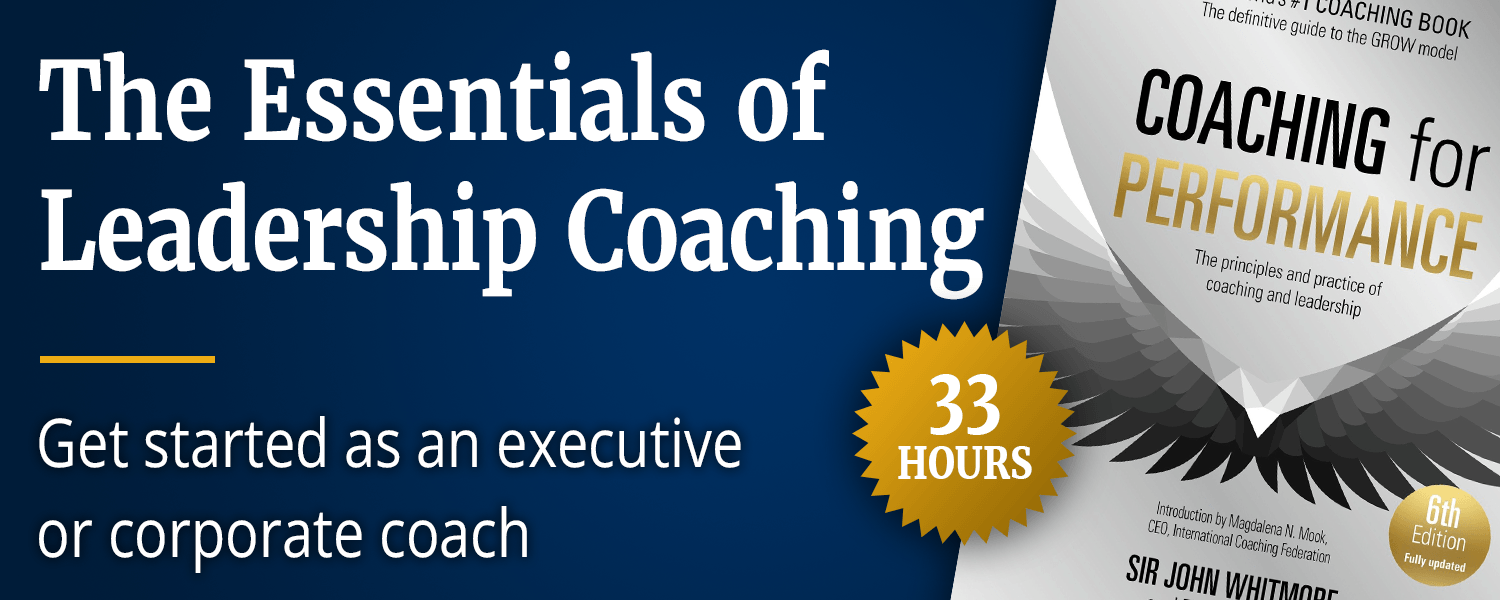Essentials of Leadership Coaching course title with Christian coach training description and textbook
